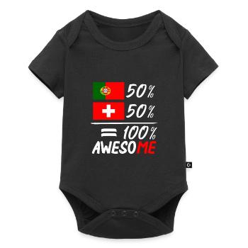 50% Portugal 50% Switzerland - Baby Premium short-sleeve bodysuit - black - Front