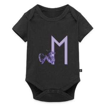 purple dragon with rune m - Baby Premium short-sleeve bodysuit - black - Front