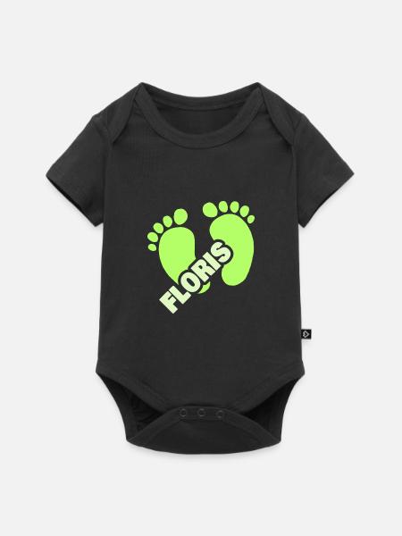 Fußabdruck Floris - Baby Premium Kurzarmbody - Schwarz