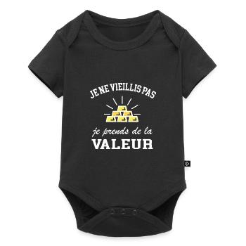 Je ne vieillis pas je prends de la valeur - Body à manches courtes Premium Bébé - noir - Devant