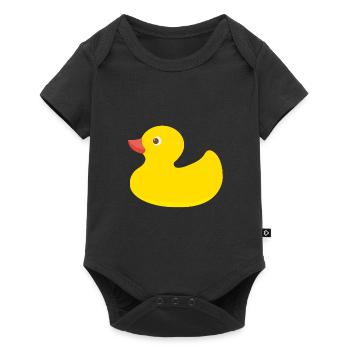 Quietscheente, canard, bain, oiseau de l'eau, jaune - Body à manches courtes Premium Bébé - noir - Devant