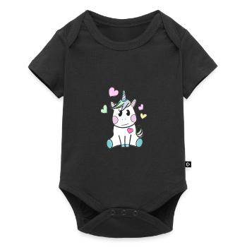 licorne, licorne, amour, coeur - Body à manches courtes Premium Bébé - noir - Devant