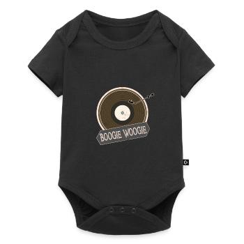 Boogie Woogie Vintage Plattenspieler Geschenk - Baby Premium Kurzarmbody - Schwarz - Vorne