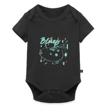 Croquis vert néon vintage de guitare blues - Body à manches courtes Premium Bébé - noir - Devant