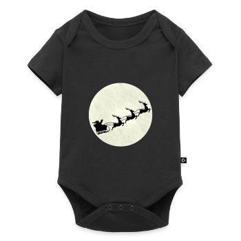Lune avec le traîneau du Père Noël en silhouette devant elle - Body à manches courtes Premium Bébé - noir - Devant