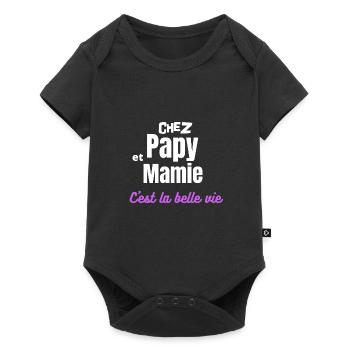 t-shirt papy, mamie, petits-enfants . Idée cadeau - Body à manches courtes Premium Bébé - noir - Devant