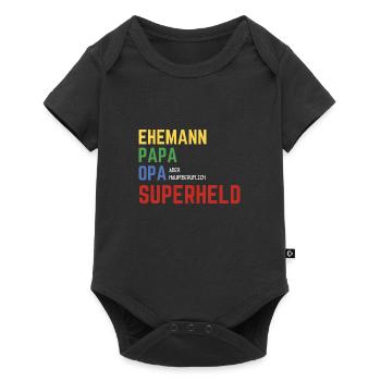 Ehemann, Papa, Opa aber hauptberuflich Superheld - Baby Premium Kurzarmbody - Schwarz - Vorne