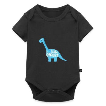 Dino Dinosaurier Langhals blau little brother - Baby Premium Kurzarmbody - Schwarz - Vorne