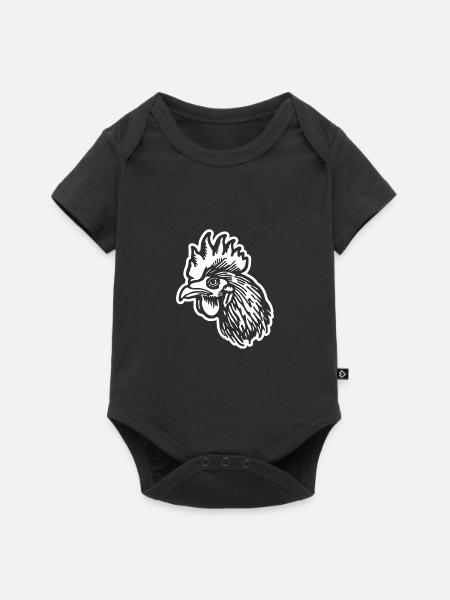 Huhn Hühnerstall - Baby Premium Kurzarmbody - Schwarz