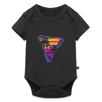 Logo Vaporwave Synthwave de Retro Wave Palms - Body à manches courtes Premium Bébé - noir - Devant
