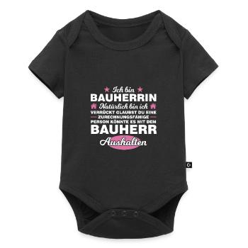 Bauherrin Bauherr Häuslebauer Geschenk - Baby Premium Kurzarmbody - Schwarz - Vorne