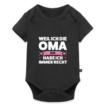 Oma Großmutter Enkelkinder Geschenk - Baby Premium Kurzarmbody - Schwarz - Vorne