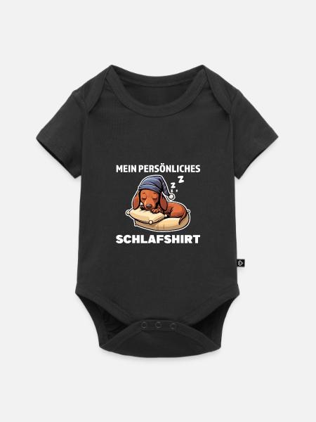 Schlafshirt Dachshund Schlafanzug Geschenk - Baby Premium Kurzarmbody - Schwarz
