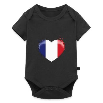 DRAPEAU DE LA FRANCE DRAPEAU COEUR FRANCE - Body à manches courtes Premium Bébé - noir - Devant