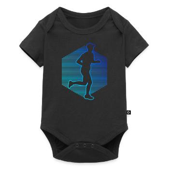 Running Runner Laufen Marathonlaufen Cross Country - Baby Premium Kurzarmbody - Schwarz - Vorne