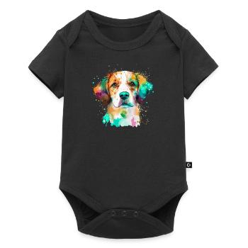 Mignon petit chien pour les amoureux des chiens colorés - Body à manches courtes Premium Bébé - noir - Devant