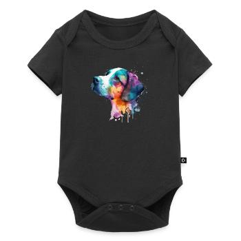 Mignon petit chien pour les amoureux des chiens colorés - Body à manches courtes Premium Bébé - noir - Devant