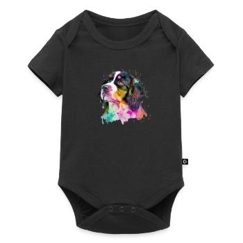 Mignon petit chien pour les amoureux des chiens colorés - Body à manches courtes Premium Bébé - noir - Devant