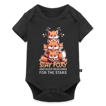 Niedliche Füchse Stay Foxy - Baby Premium Kurzarmbody - Schwarz - Vorne
