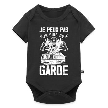Je Peux Pas Je Suis de Garde Pompier Humour - Body à manches courtes Premium Bébé - noir - Devant