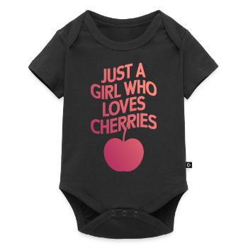 Kirsche Kirschen Früchte Essen - Baby Premium Kurzarmbody - Schwarz - Vorne