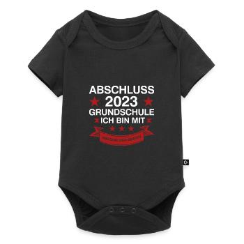 Grundschule Abschluss 2023 Schulabschluss Geschenk - Baby Premium Kurzarmbody - Schwarz - Vorne
