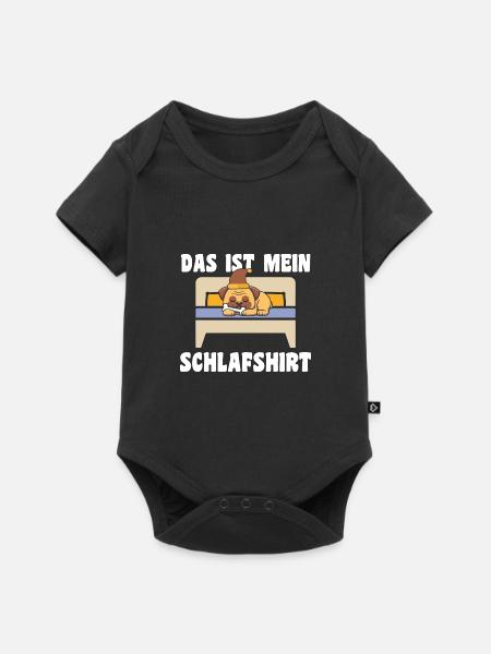 Schlafanzug Mops Pyjama Geschenk - Baby Premium Kurzarmbody - Schwarz