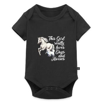 Pferd Pferde und Hund Hund Geschenk - Baby Premium Kurzarmbody - Schwarz - Vorne