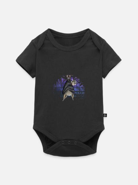 Lässige Gothic Fledermaus in dunkelblauer Vollmond - Baby Premium Kurzarmbody - Schwarz