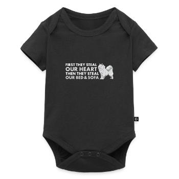 Ils volent notre cœur Samoyède - Body à manches courtes Premium Bébé - noir - Devant