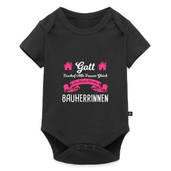 Bauherrin Bauherr Hausbau Geschenk - Baby Premium Kurzarmbody - Schwarz - Vorne