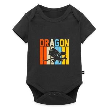 Drache Retro-Design Drache Geschenk - Baby Premium Kurzarmbody - Schwarz - Vorne