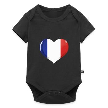 DRAPEAU DE LA FRANCE DRAPEAU COEUR FRANCE - Body à manches courtes Premium Bébé - noir - Devant
