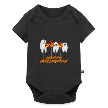 Happy Halloween pumpkin ghost balloons - Baby Premium short-sleeve bodysuit - black - Front