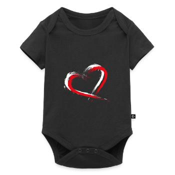 Heart brush Flag of Turkey flag colors vector - Baby Premium short-sleeve bodysuit - black - Front