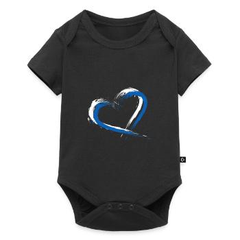 Drapeau de coeur couleurs de drapeau de la Grèce - Body à manches courtes Premium Bébé - noir - Devant
