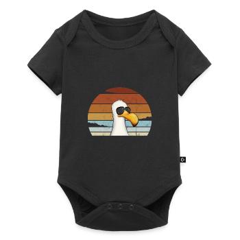 Retro mouette avec lunettes de soleil mer du Nord oiseau - Body à manches courtes Premium Bébé - noir - Devant