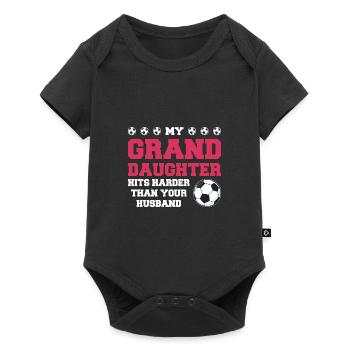 Fußball Oma Enkelin Fußball Oma Sport Geschenk - Baby Premium Kurzarmbody - Schwarz - Vorne