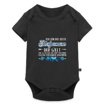 Stiefmama Familie Bonusmama Geschenk - Baby Premium Kurzarmbody - Schwarz - Vorne