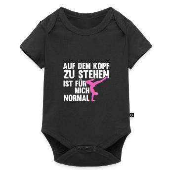 Handstand Turnerin Handstände Geschenk - Baby Premium Kurzarmbody - Schwarz - Vorne
