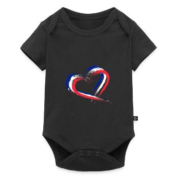 Heart design France flag banner colors holiday - Baby Premium short-sleeve bodysuit - black - Front