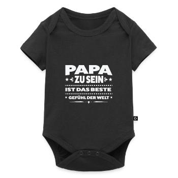 Papa Familie Papas Geschenk - Baby Premium Kurzarmbody - Schwarz - Vorne