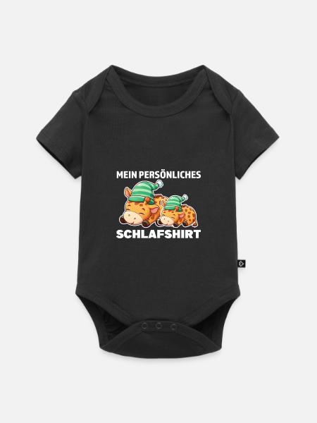 Schlafshirt Giraffe Schlafanzug Geschenk - Baby Premium Kurzarmbody - Schwarz