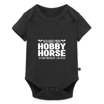 Hobby Horse Pferde Steckenpferd Geschenk - Baby Premium Kurzarmbody - Schwarz - Vorne