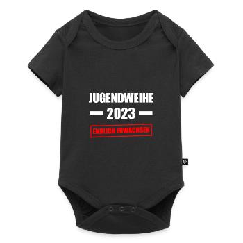 Jugendweihe Party Geschenk - Baby Premium Kurzarmbody - Schwarz - Vorne