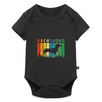 Dackel Retro-Design Dackel Geschenk - Baby Premium Kurzarmbody - Schwarz - Vorne