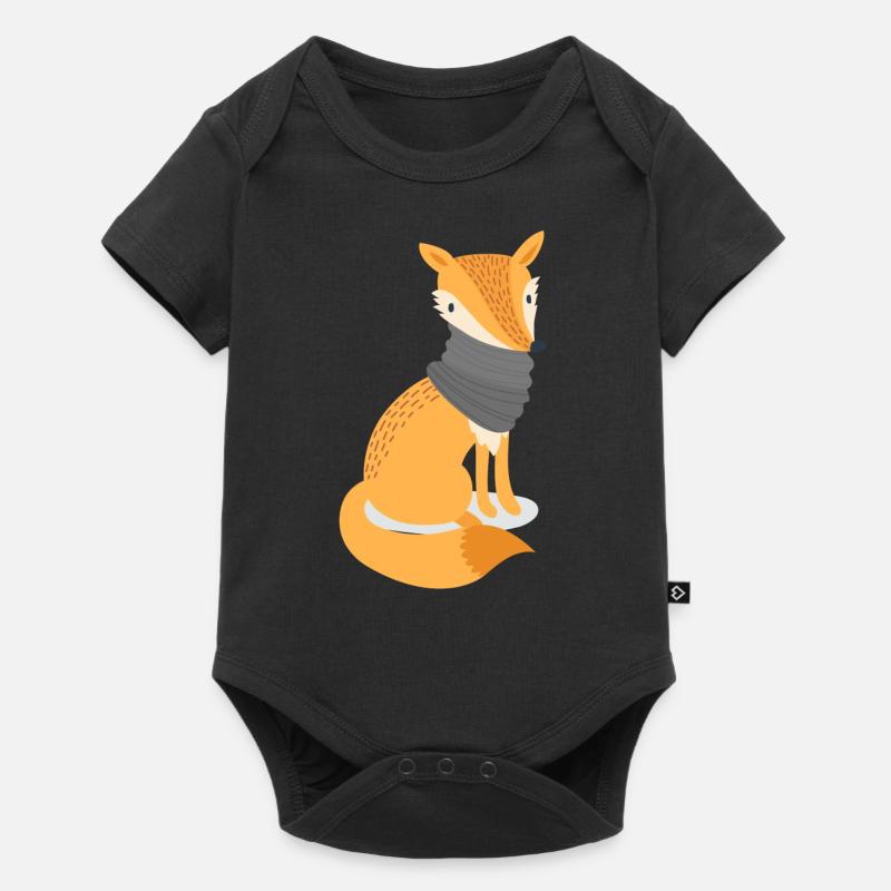 Fuchs mit Schal - Baby Premium Kurzarmbody - Schwarz