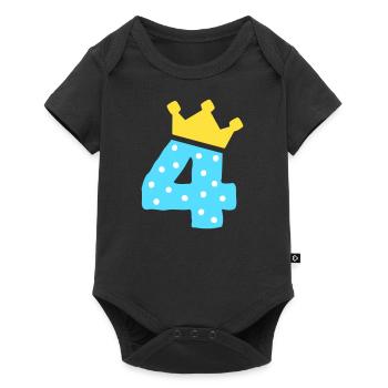 4 crown 4 birthday 4 years - Baby Premium short-sleeve bodysuit - black - Front