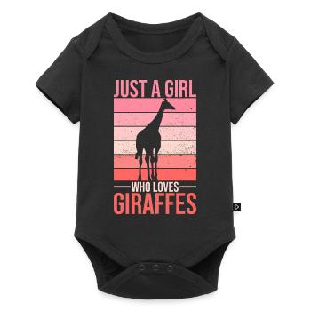 Just a girl who loves giraffes Quote for a Giraffe - Baby Premium Kurzarmbody - Schwarz - Vorne