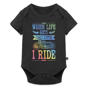 Balade à moto en vélo en disant - Body à manches courtes Premium Bébé - noir - Devant